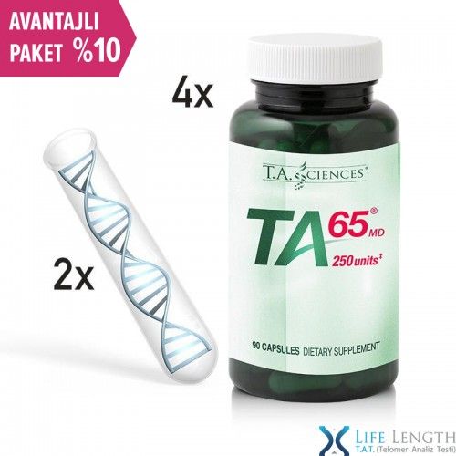 Life Length T.A.T. Testi(x2) + 1 Yıl (x4) Avantajlı TA-65 MD, 250 Ünite, 90 Kapsül - Genetik Testler